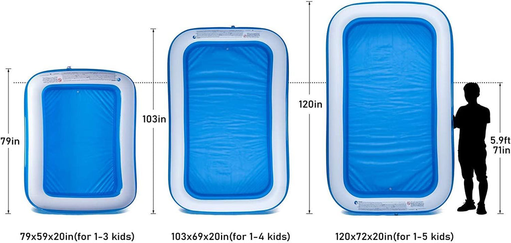 chiclist inflatable swimming pool 120" x72" x20" family swim center for kids full-sized lounge pool for kids adults easy set for backyard summer water party outdoor kiddie pools