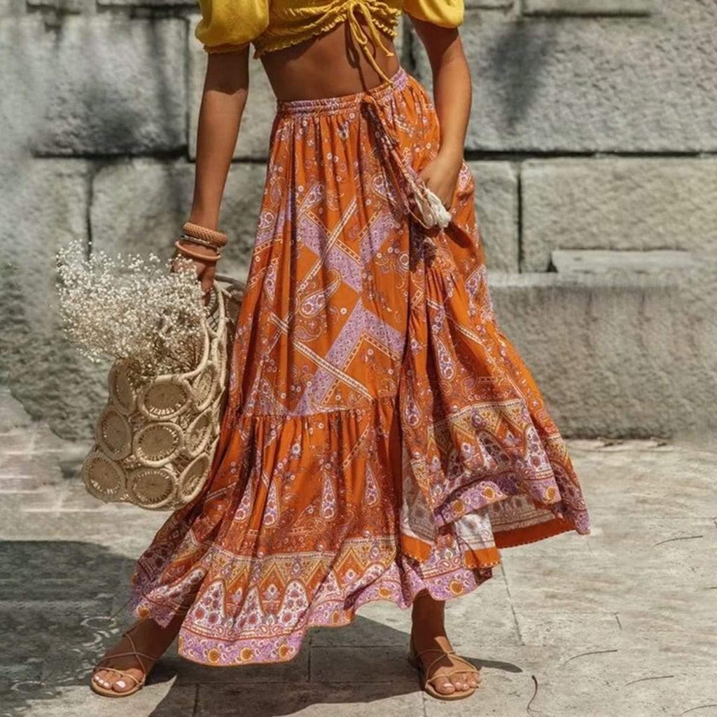 boho tassels maxi skirt