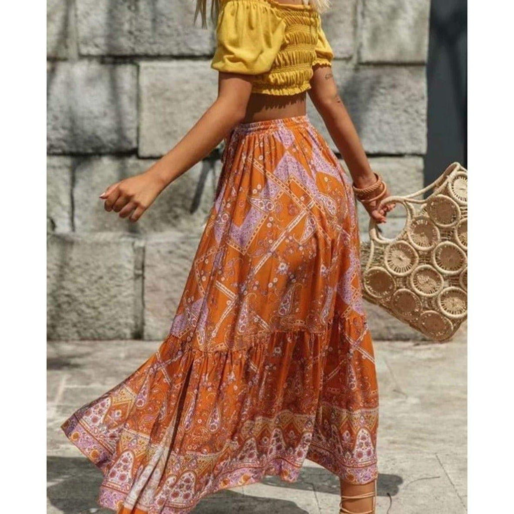 boho tassels maxi skirt