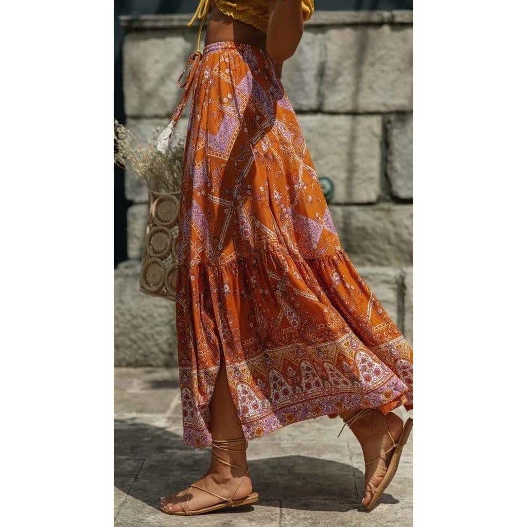 boho tassels maxi skirt