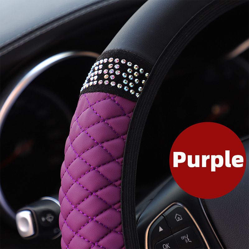 Bling Soft Faux Leather Car Steering Wheel Cover Non-Slip Heat And Cold Protector