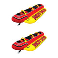 AIRHEAD Hot Dog Triple Rider Towable Inflatable 3 Person Boat Lake Tube (2 Pack)
