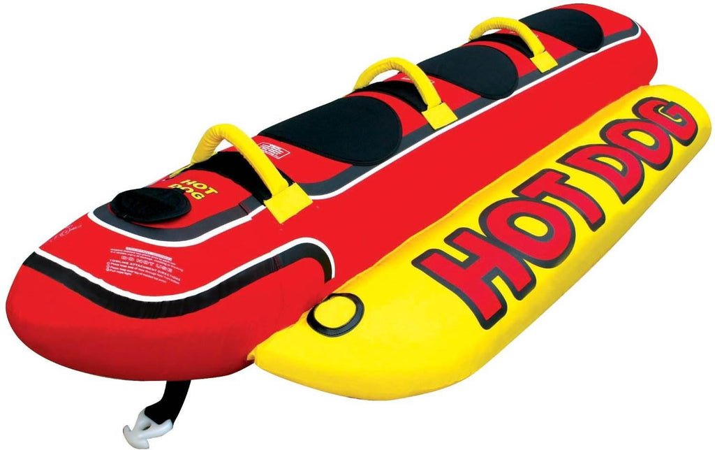 AIRHEAD Hot Dog Triple Rider Towable Inflatable 3 Person Boat Lake Tube (2 Pack)