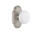 CottaPlate 2-3/8 in. Backset Satin Nickel PassaHall/Closet White Porcelain Door Knob