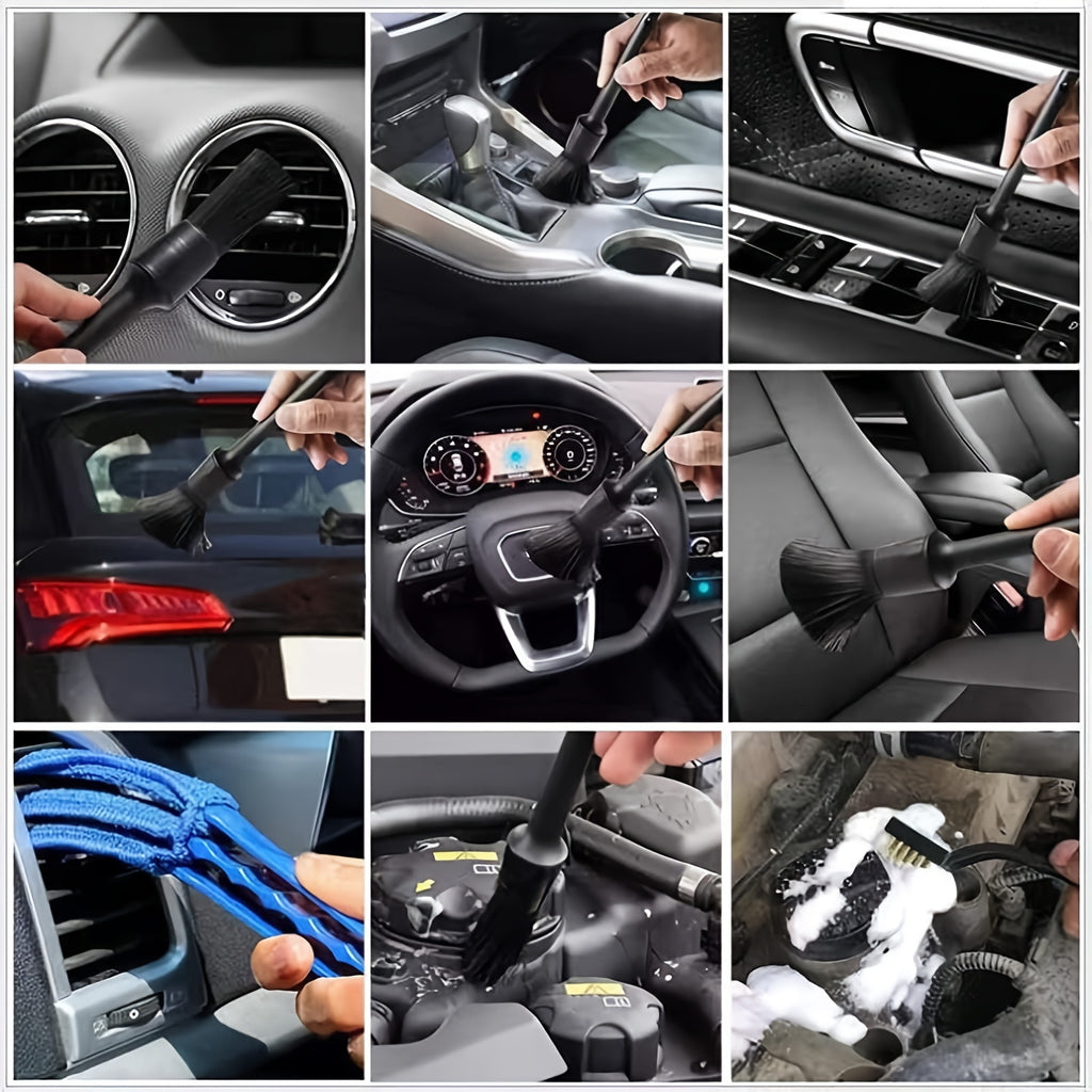 26Pcs Car Detailing Brush Set, Car Detailing Kit, Car Drill Brush/Wheel Brushes/Air Vent Brush/Buffing SponPads Kit/Washing Mitt/Cleaning Cloth