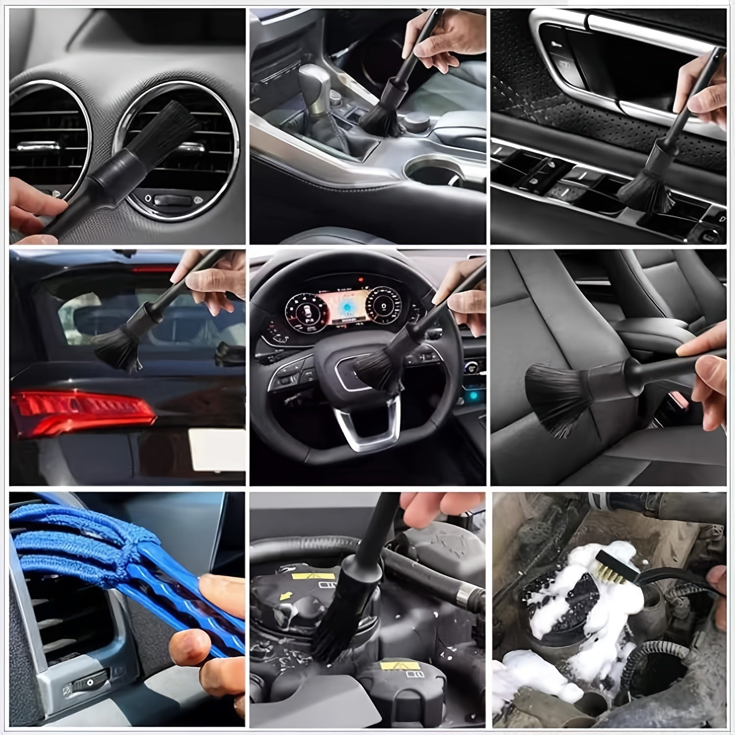 26Pcs Car Detailing Brush Set, Car Detailing Kit, Car Drill Brush/Wheel Brushes/Air Vent Brush/Buffing SponPads Kit/Washing Mitt/Cleaning Cloth