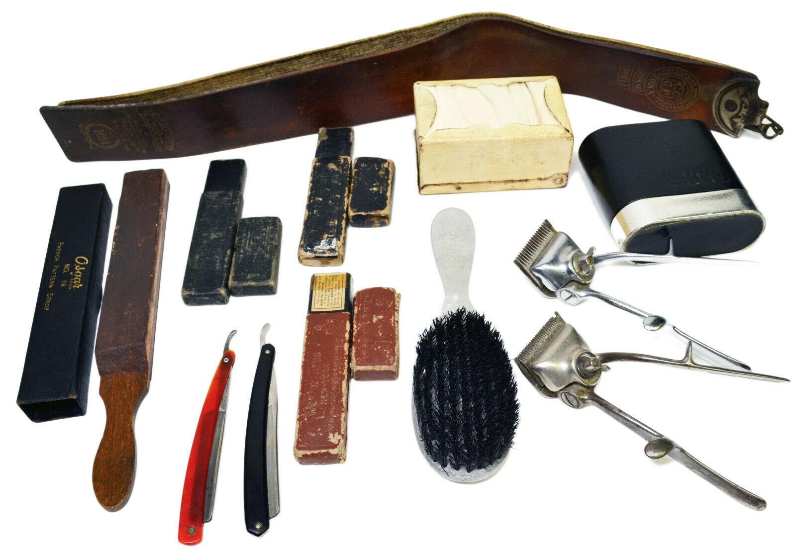 VTG Straight  Manual Hair Clippers Barber Shaving Lot Strop Schick Trimmer