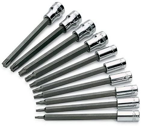 SK Hand Tools 84220 10-Piece 1/4-Inch and 3/8-Inch Drive Long Torx Bit Socket Set