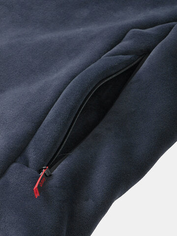 mens thicken fleece lined velour stand collar solid warm overcoats with pocket