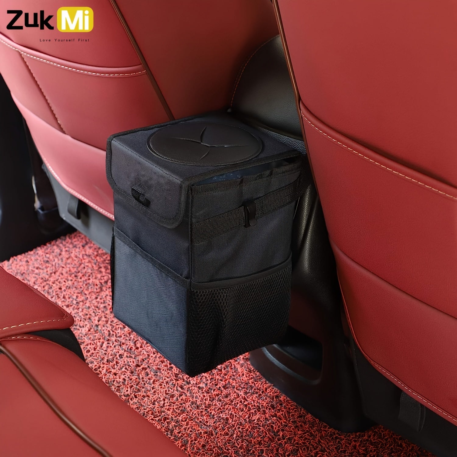 Keep Your Car Clean &amp; Organized - ZukMi Car Trash Can With Lid &amp; StoraPockets!