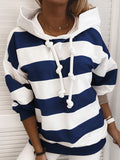 Autumn and winter fashion  striped printed hooded casual sweater