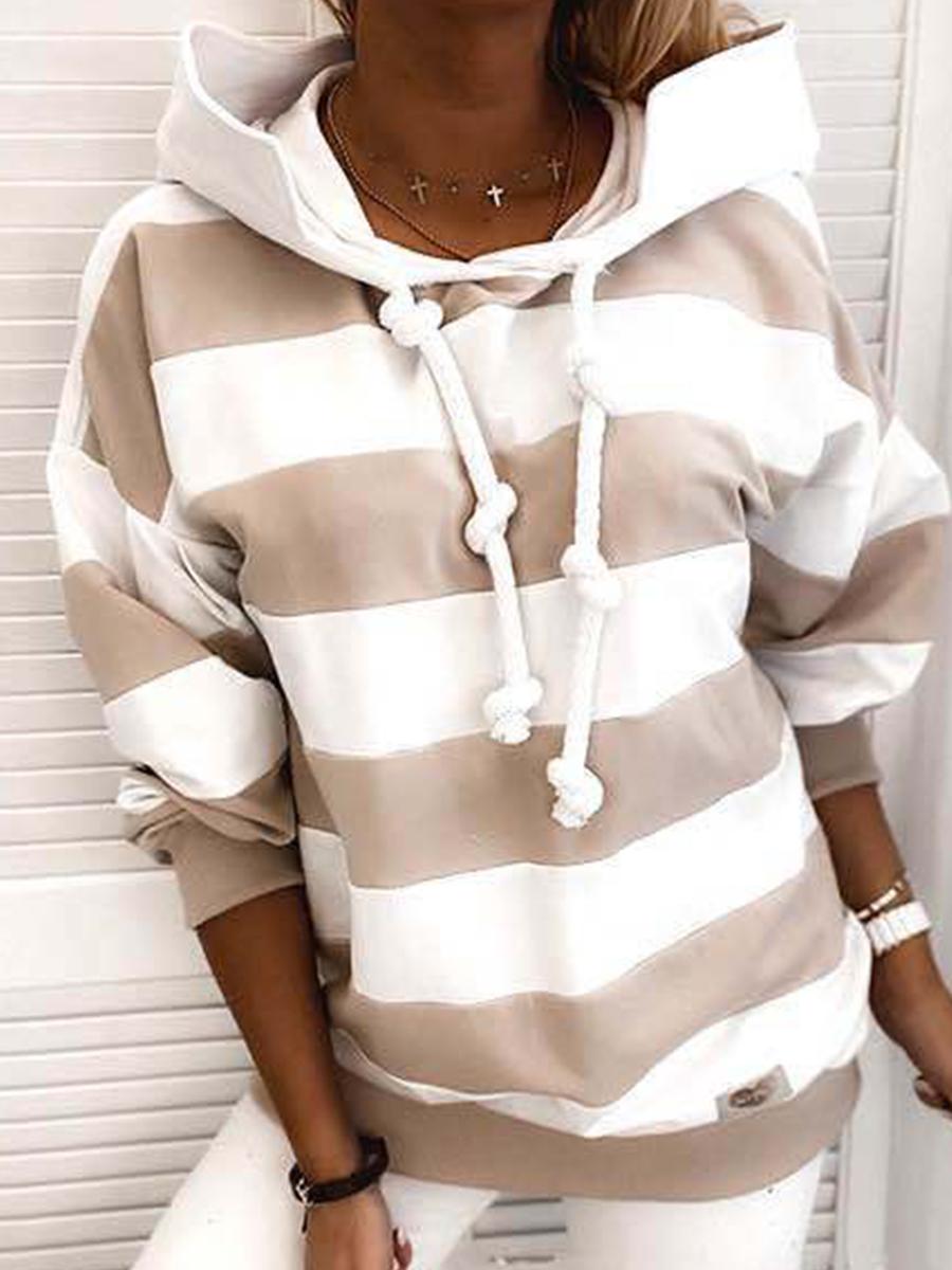 Autumn and winter fashion  striped printed hooded casual sweater