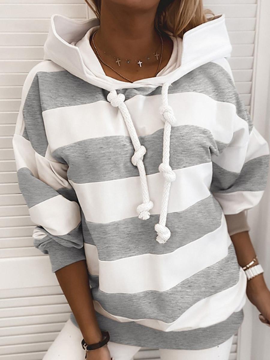Autumn and winter fashion  striped printed hooded casual sweater