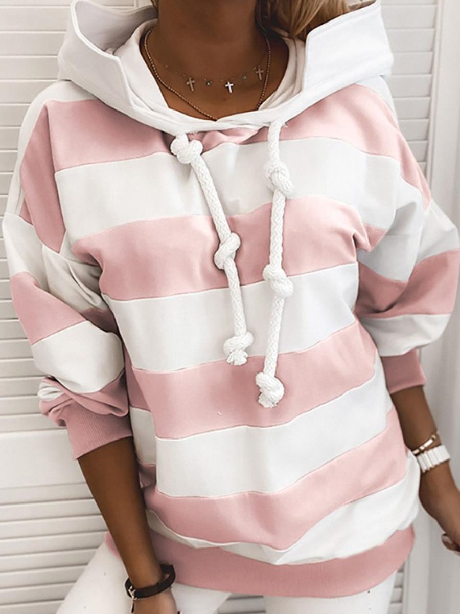 Autumn and winter fashion  striped printed hooded casual sweater