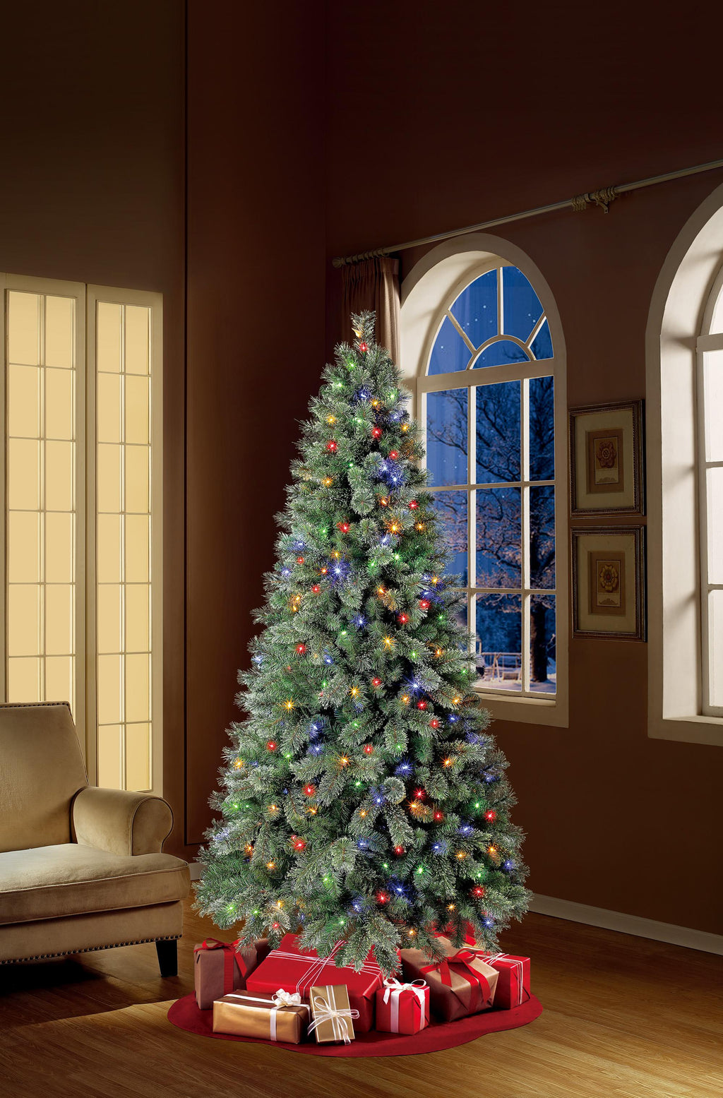 Holiday Time Prelit 300 LED Color-Changing Lights, Liberty Pine Artificial Christmas Tree, 7.5'