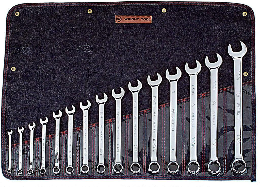 Wright Tool 915 Full Polish 12 Point Combination Wrench Set 5/16" - 1-1/4" (15-Piece),Silver