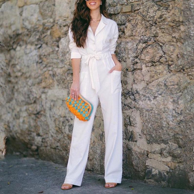Stocking and delivery of additional Lapel Plain Belted White Jumpsui
