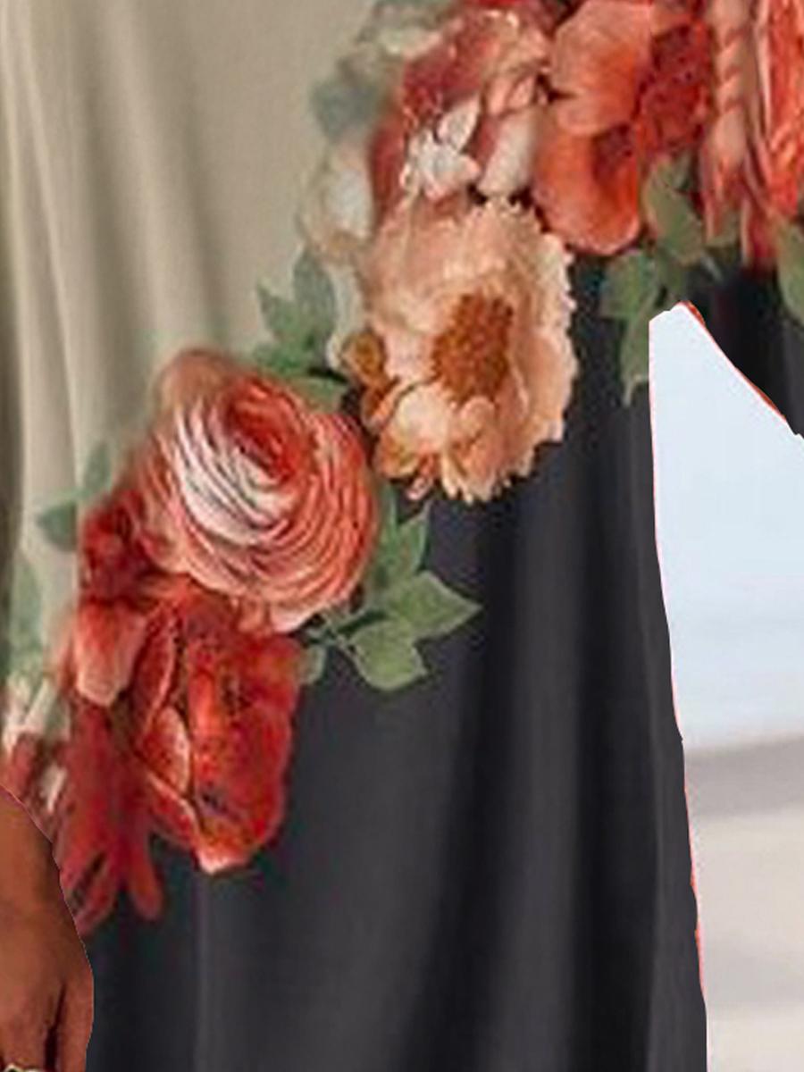 Casual Printed Irregular Hem Dress