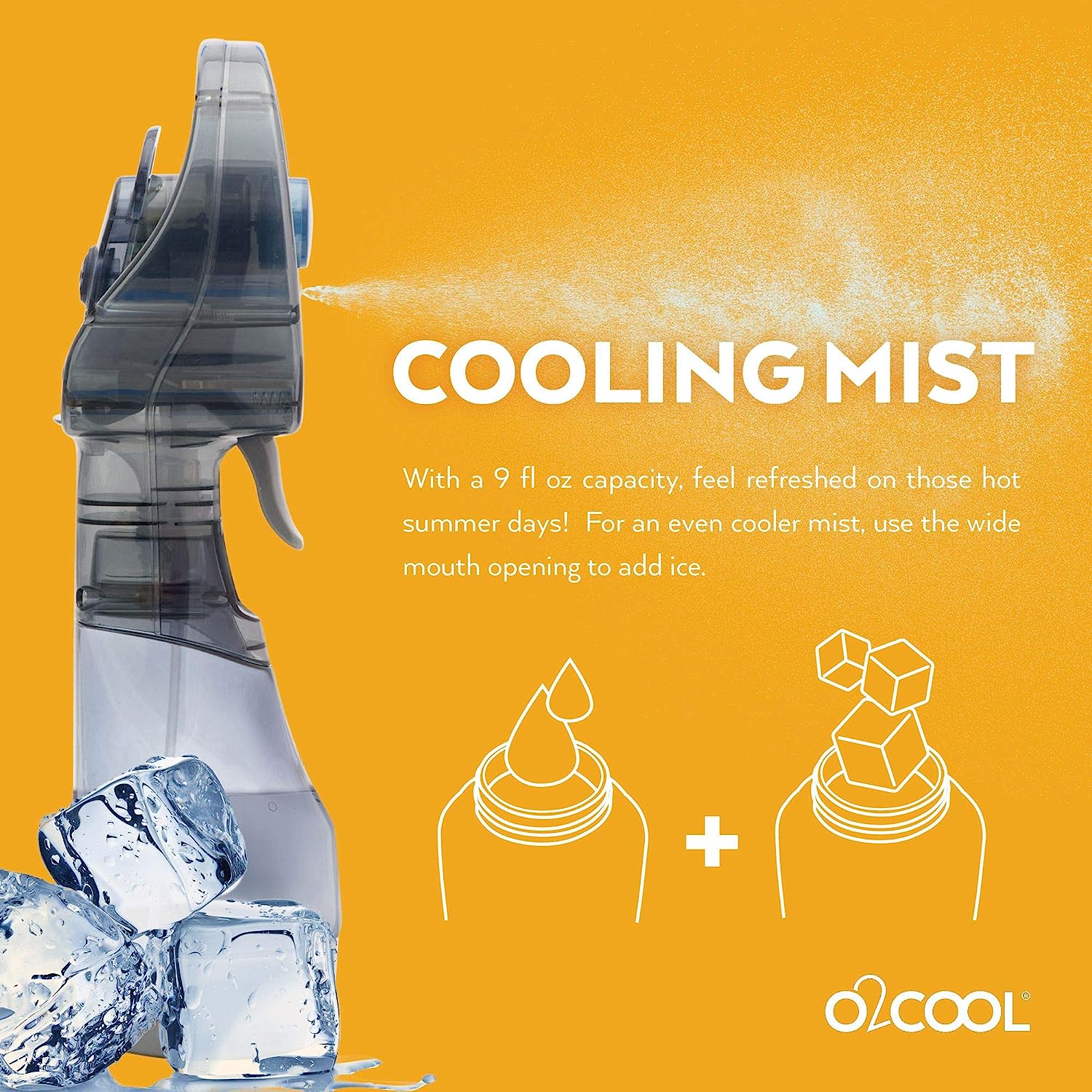 O2COOL Deluxe Handheld Battery Powered Water Misting Fan (Grey)