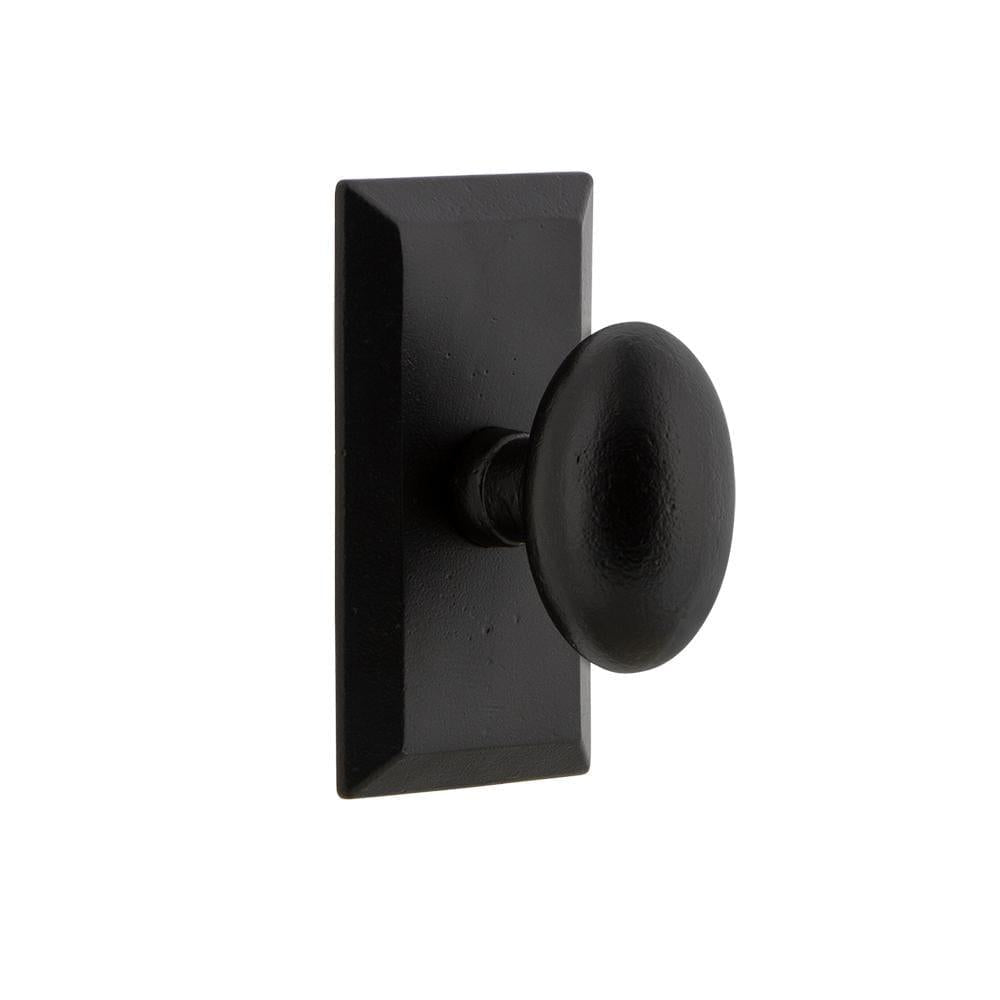 Vale Plate 2-3/4 in. Backset Black Iron PassaHall/Closet with Aeg Door Knob
