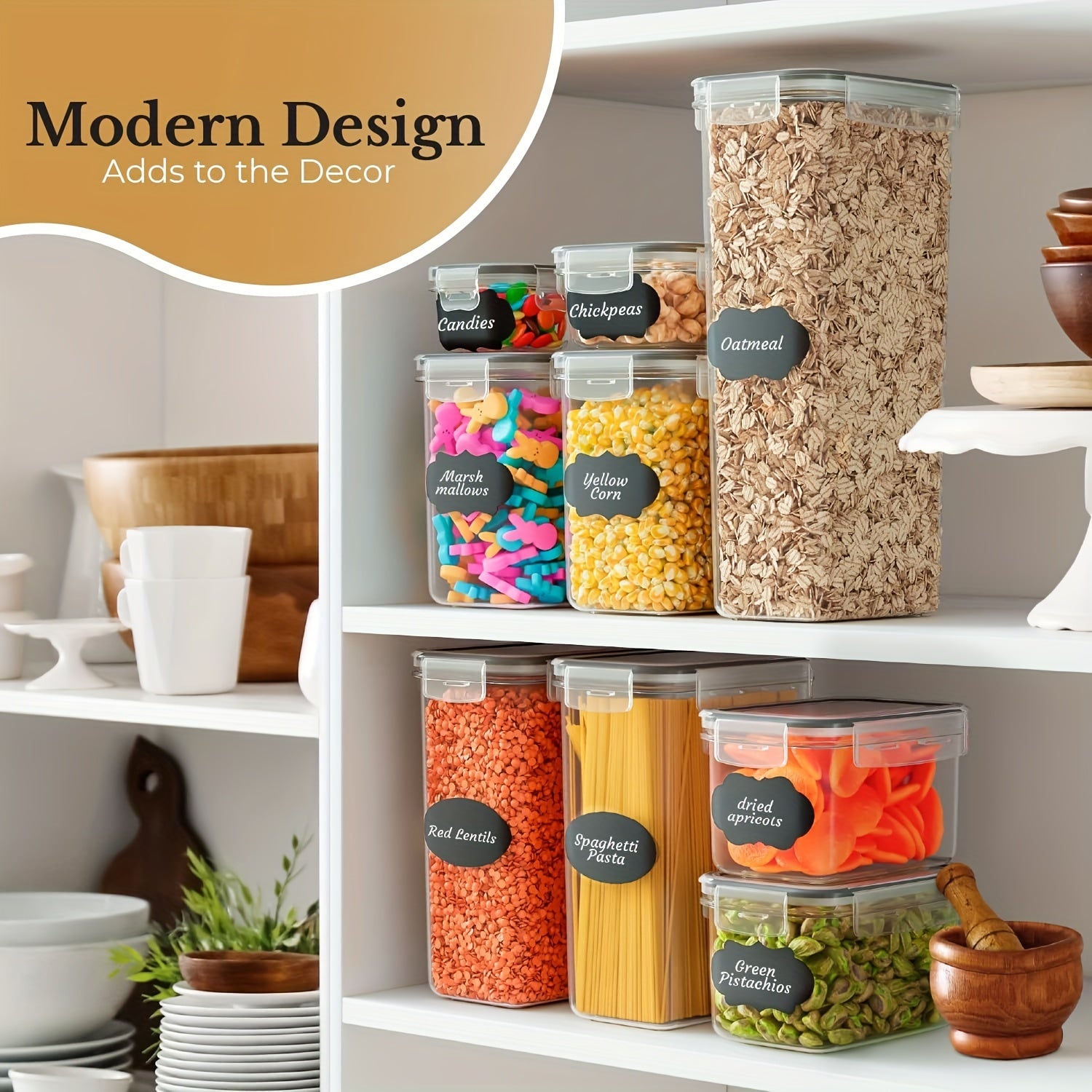 24pcs Airtight Food StoraContainers Set With Lids, BPA Plastic Dry Food Canisters For Kitchen Pantry Organization And Storage, Include Labels