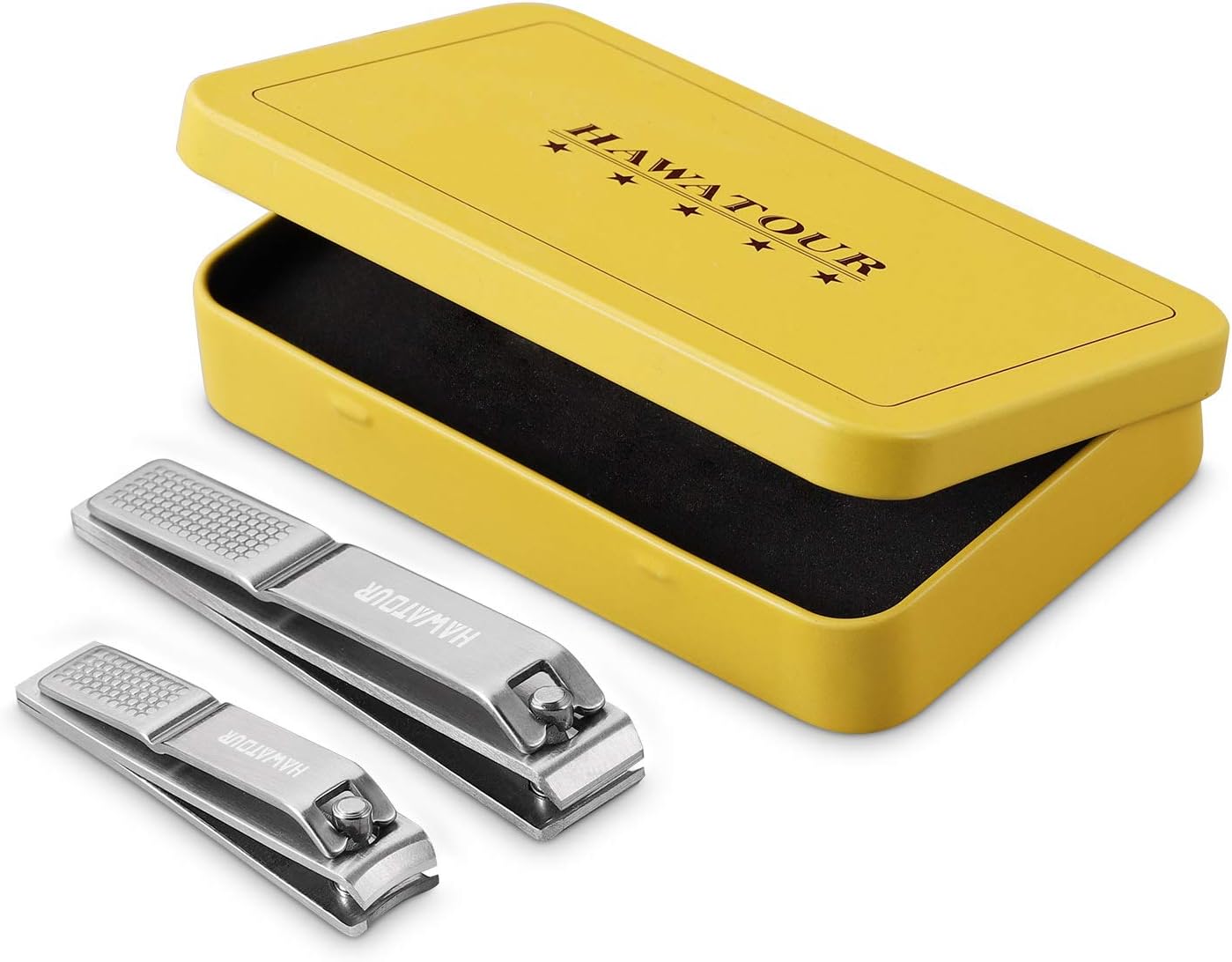 Nail Clippers Set, Ultra Sharp Sturdy Fingernail and Toenail Clipper Cutters with Visibly Tin Case by HAWATOUR - Stainless Steel