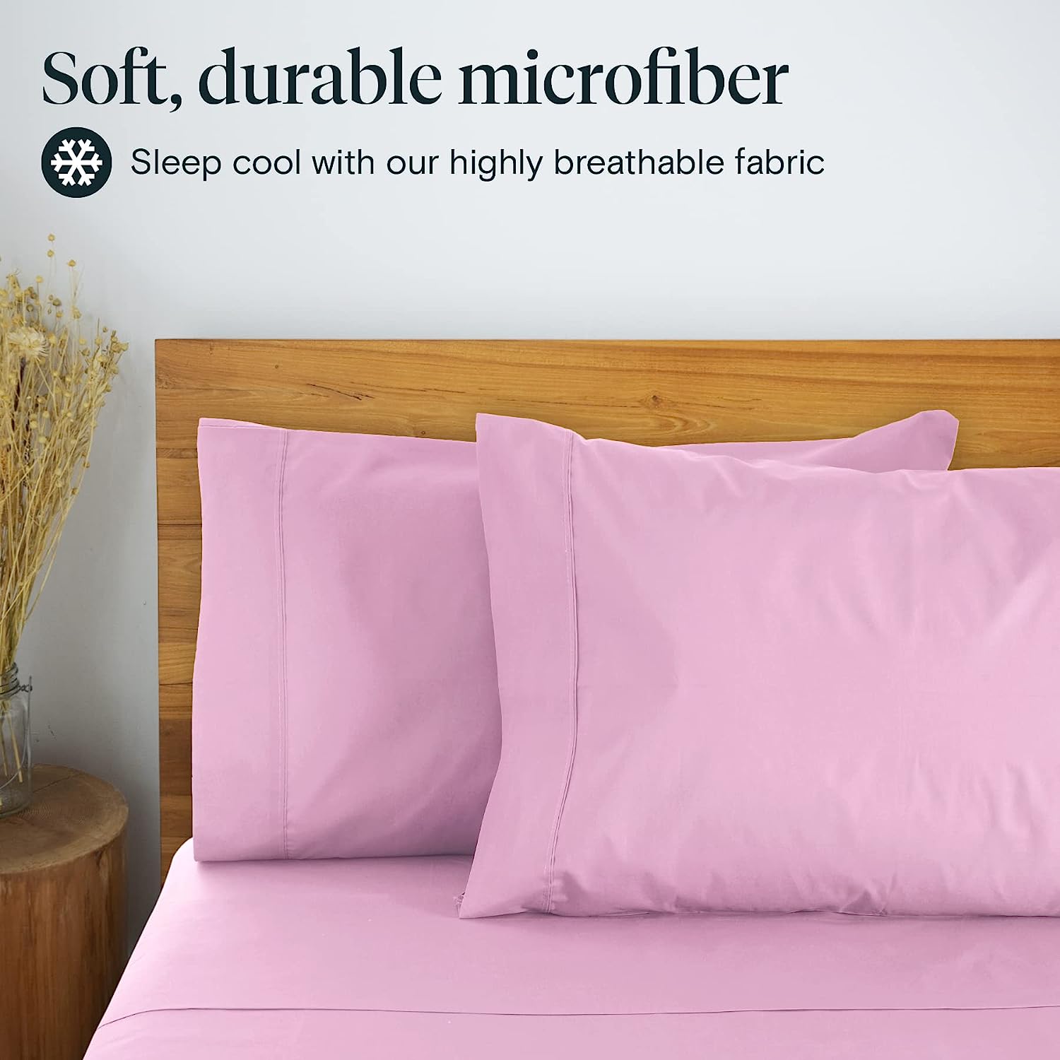 LuxClub 6 PC Queen Sheet Set Bamboo Sheets Deep Pockets 18" Eco Friendly Wrinkle Free Cooling Sheets Machine Washable Hotel Bedding Silky Soft - Light Plum Queen