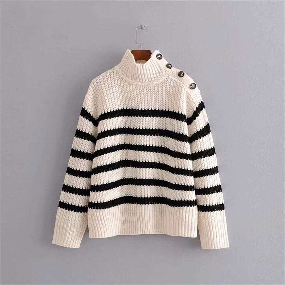striped knit loose sweater