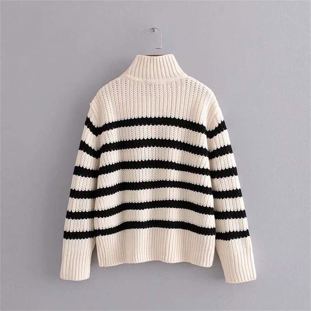 striped knit loose sweater