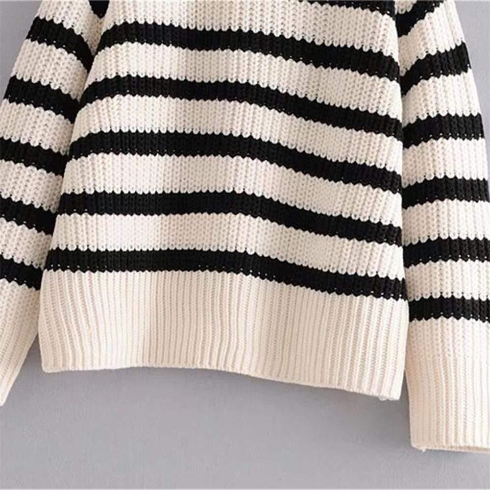 striped knit loose sweater