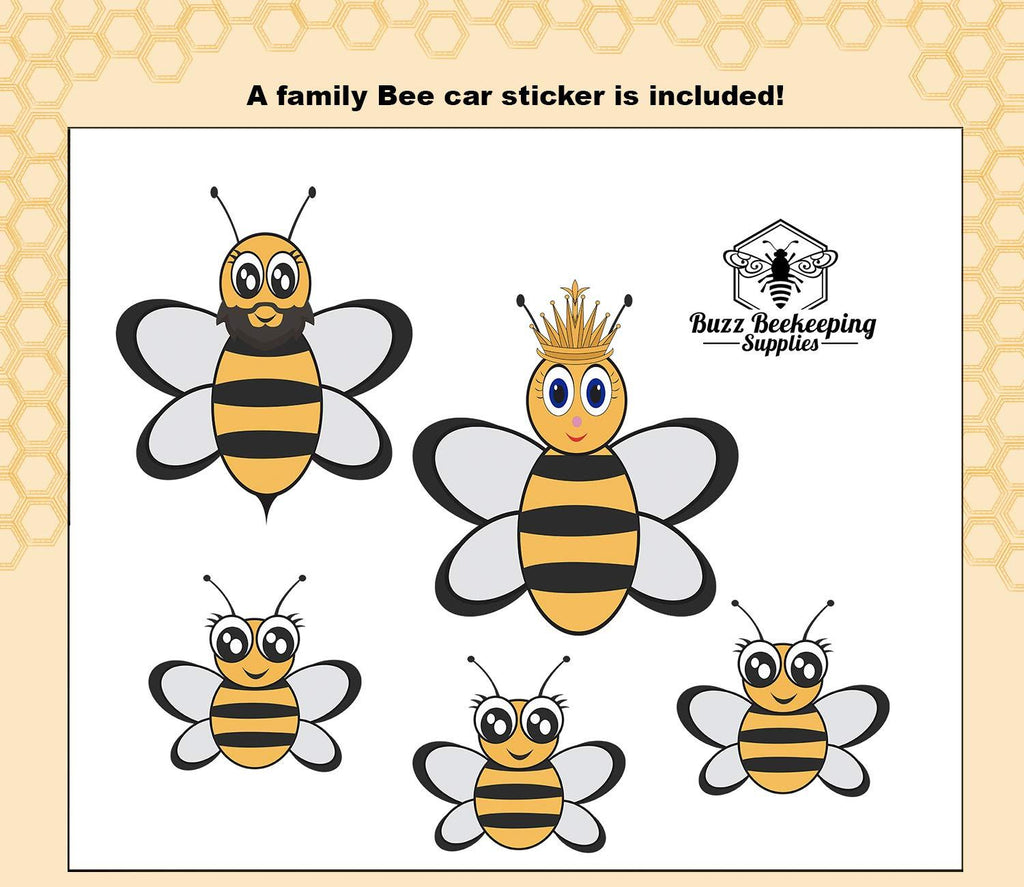 Ventilated Beekeeping Suit and Bee Family Stickers - YKK Metal Zippers - Men & Women - Total Protection - Self-Supporting Round Veil for Beekeepers - Easily Take On & Off - 8 Pockets (Large)