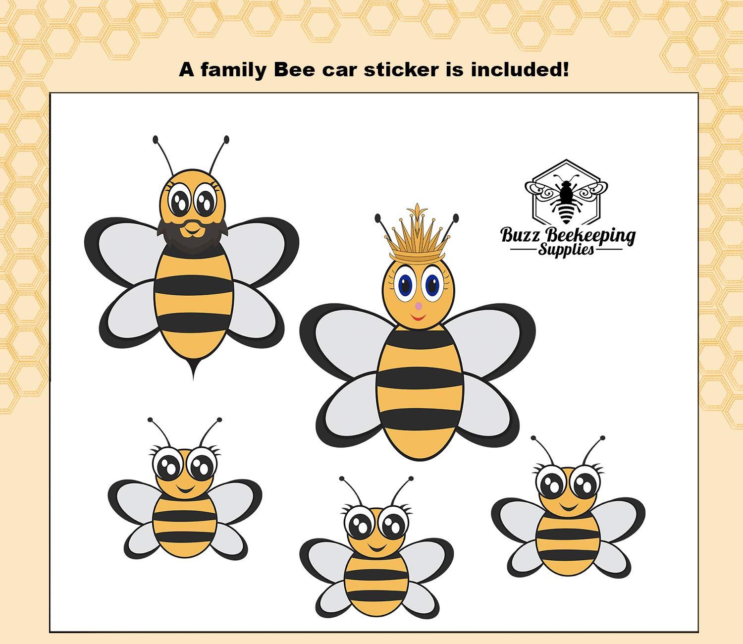 Ventilated Beekeeping Suit and Bee Family Stickers - YKK Metal Zippers - Men & Women - Total Protection - Self-Supporting Round Veil for Beekeepers - Easily Take On & Off - 8 Pockets (Large)