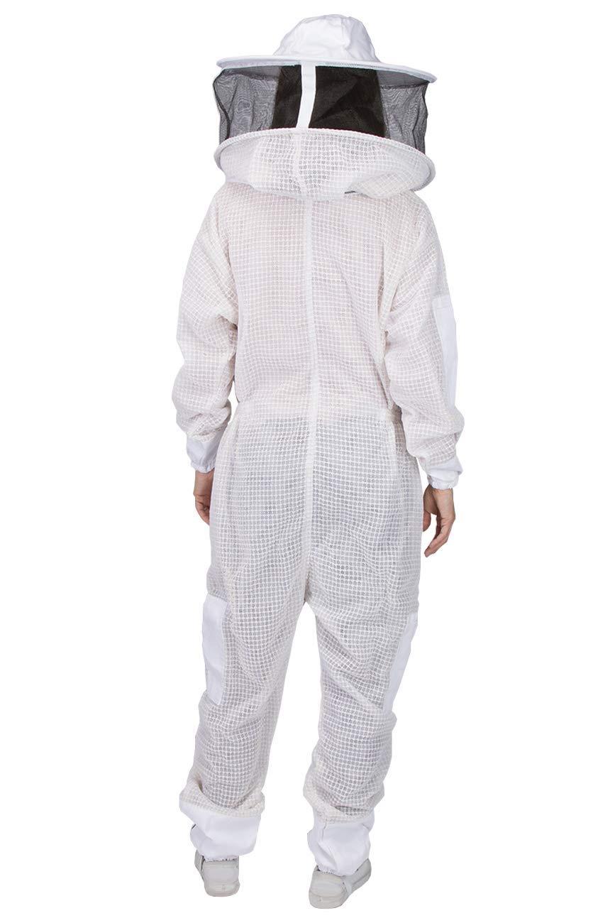 Ventilated Beekeeping Suit and Bee Family Stickers - YKK Metal Zippers - Men & Women - Total Protection - Self-Supporting Round Veil for Beekeepers - Easily Take On & Off - 8 Pockets (X-Large)