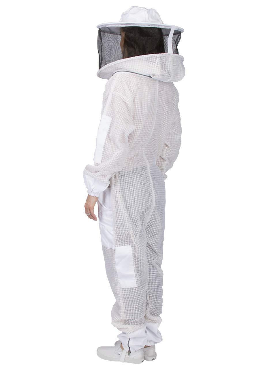 Ventilated Beekeeping Suit and Bee Family Stickers - YKK Metal Zippers - Men & Women - Total Protection - Self-Supporting Round Veil for Beekeepers - Easily Take On & Off - 8 Pockets (Large)
