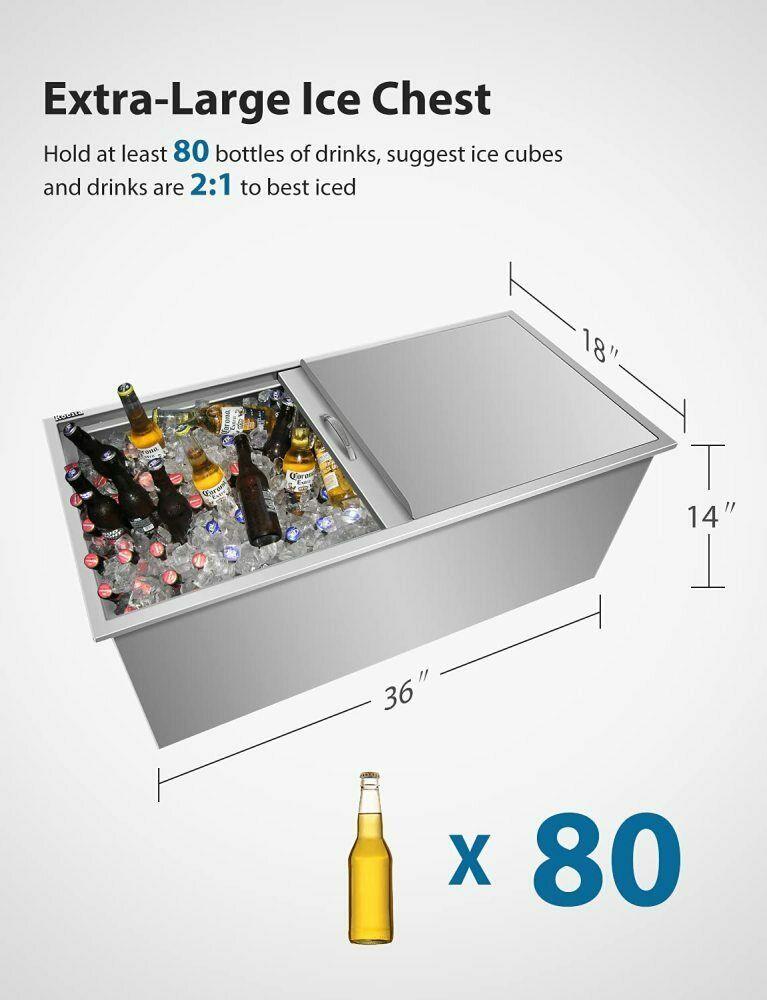 Drop In Ice Chest 36’’L x 18’’W x 14’’H 304  Steel Drop In Cooler