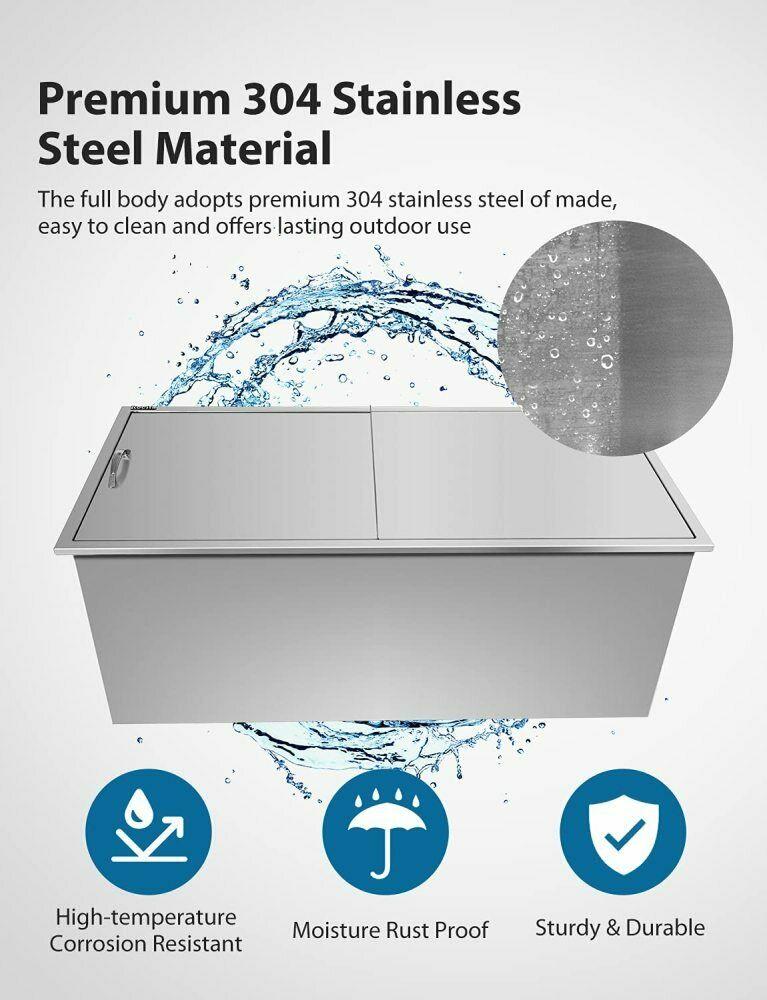 Drop In Ice Chest 36’’L x 18’’W x 14’’H 304  Steel Drop In Cooler