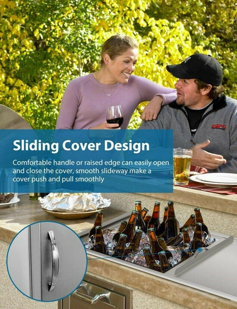 Drop In Ice Chest 304  Steel Drop In Cooler w/Drain Pipe&Drain Plug