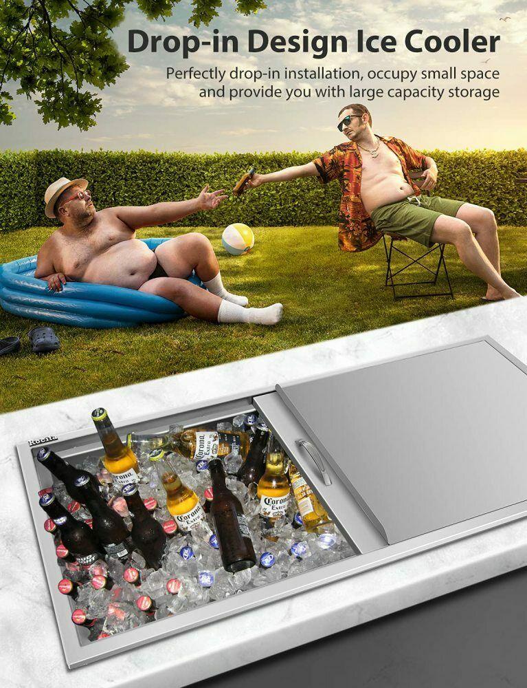Drop In Ice Chest 36’’L x 18’’W x 14’’H 304  Steel Drop In Cooler