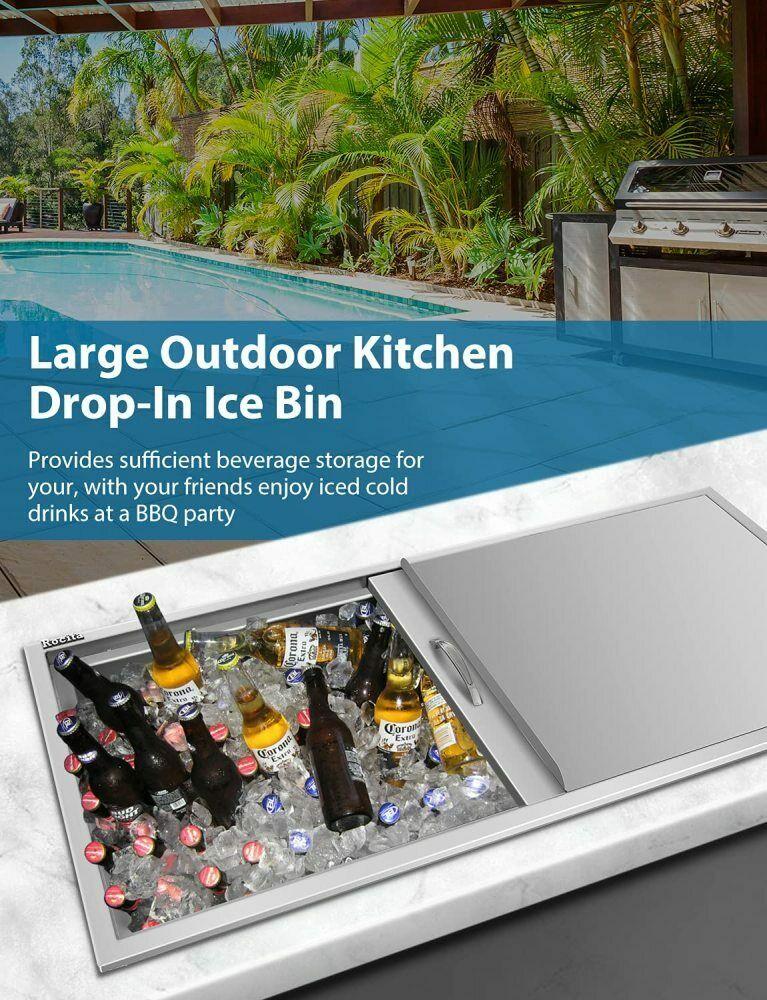 Drop In Ice Chest 36’’L x 18’’W x 14’’H 304  Steel Drop In Cooler