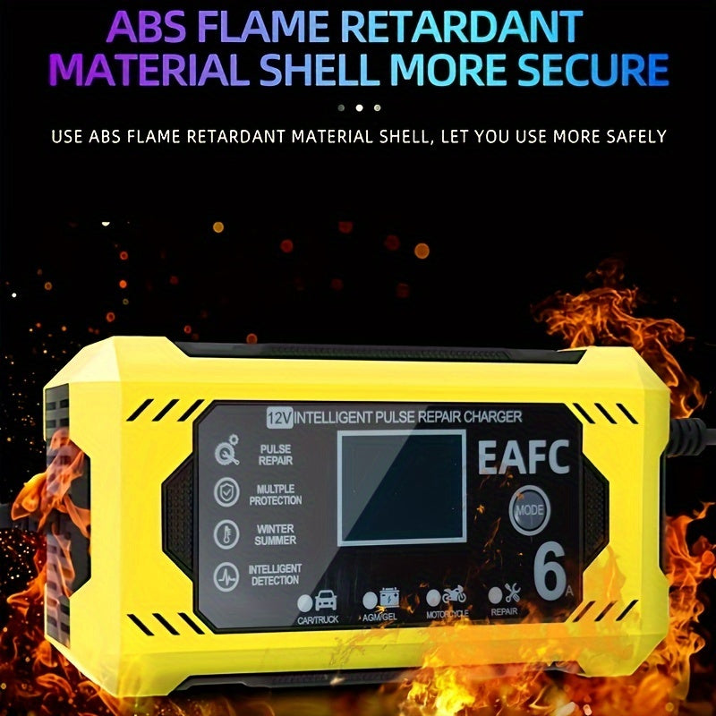Car Battery Charger, 12V 6A Smart Battery Trickle Charger Auto 12V 24V Battery Maintainer For Car Truck Motorcycle Lawn Mower Marine Lead Acid Charger