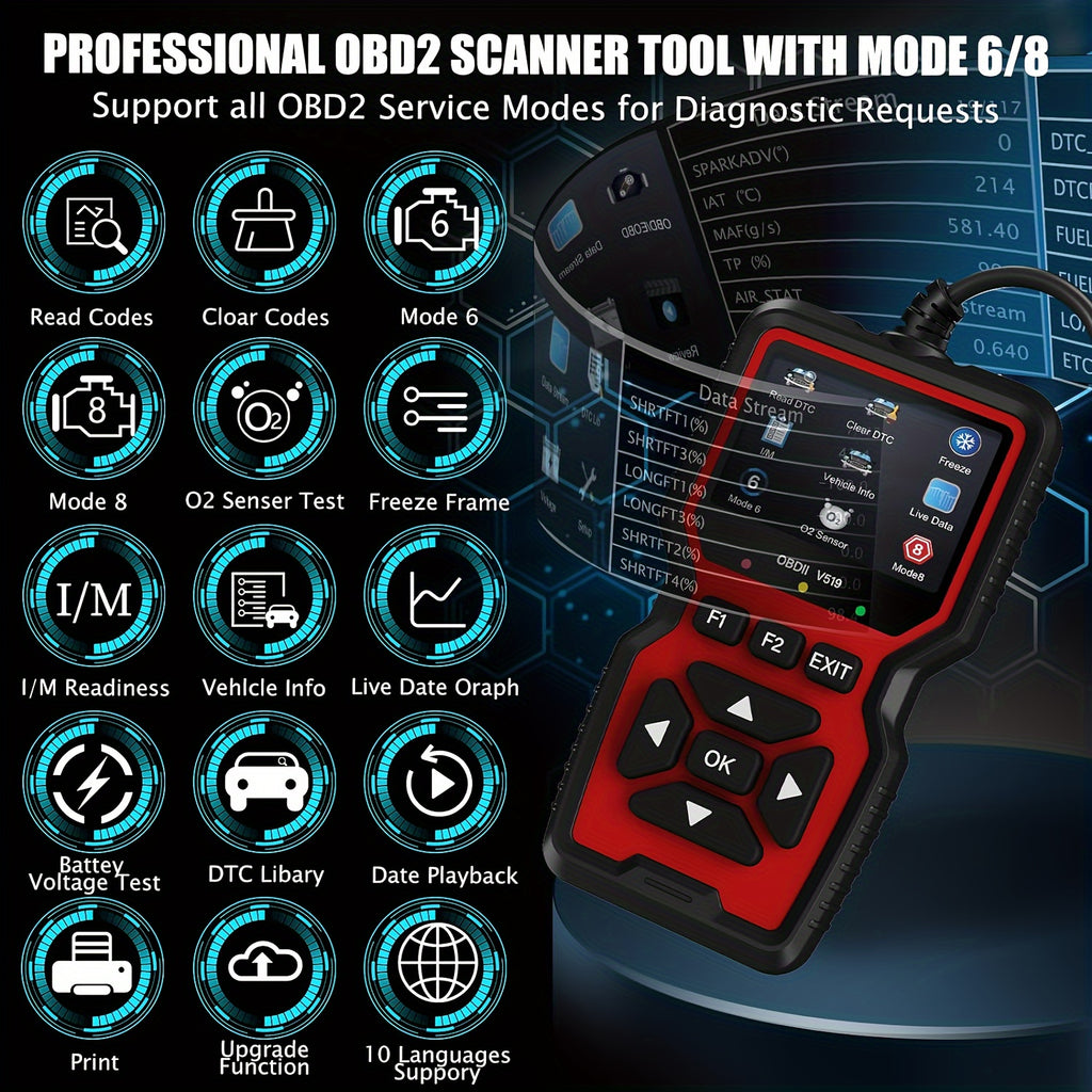 V519 Custom Universal Car OBD II Diagnostic Scanner Car Fault Detector Diagnostic Scanner