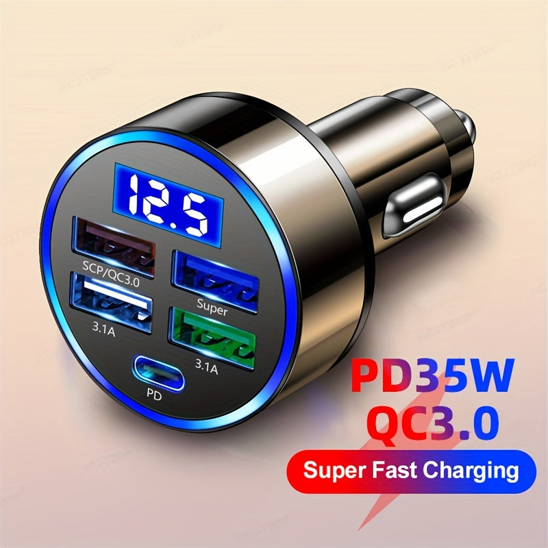 PD + QC 3.0 Fast Charging Car Phone Charger Adapter 4 Ports Usb Car Charger Type C PD  Char3.0 Car Charger