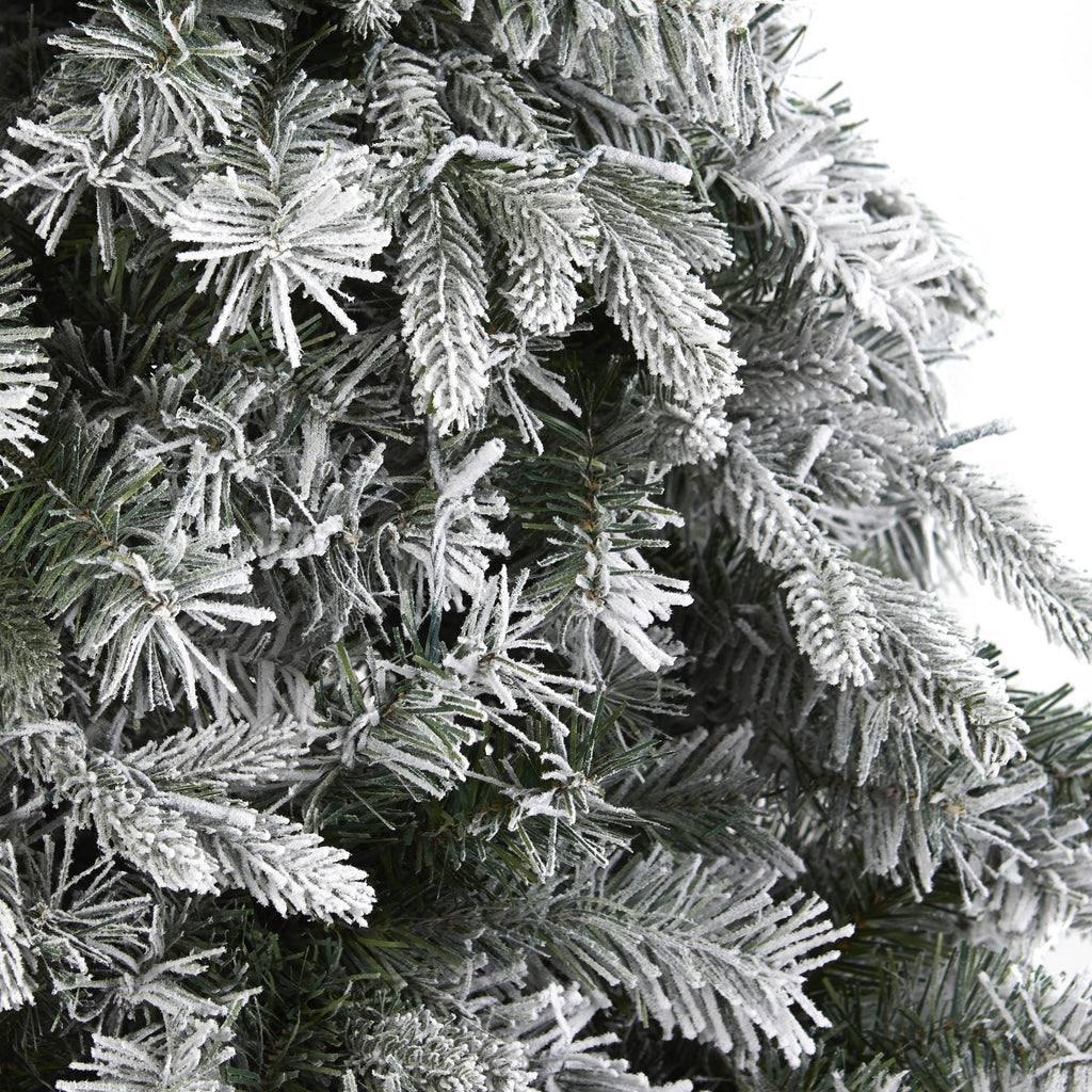 Nearly Natural 6' Flocked Vermont Mixed Pine Artificial Christmas Tree with 300 Clear LED Lights