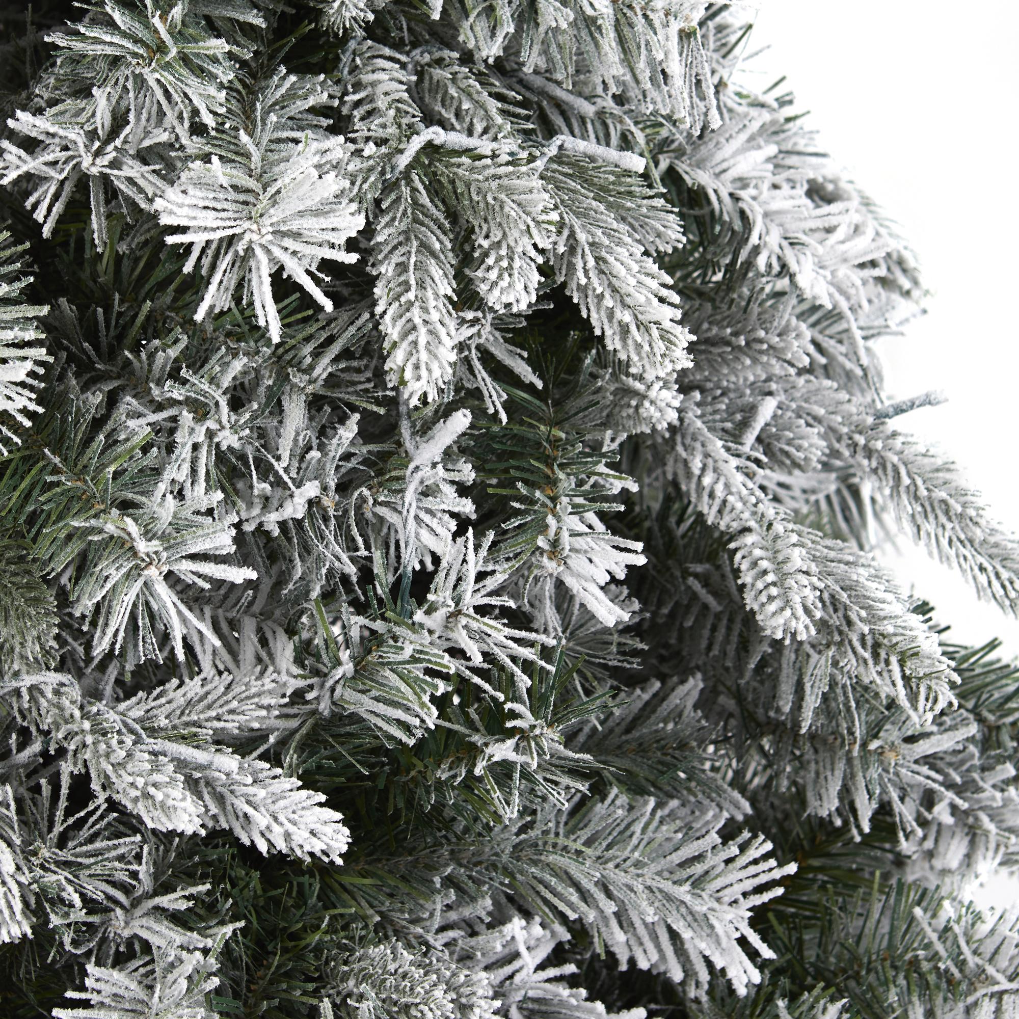 Nearly Natural 6' Flocked Vermont Mixed Pine Artificial Christmas Tree with 300 Clear LED Lights