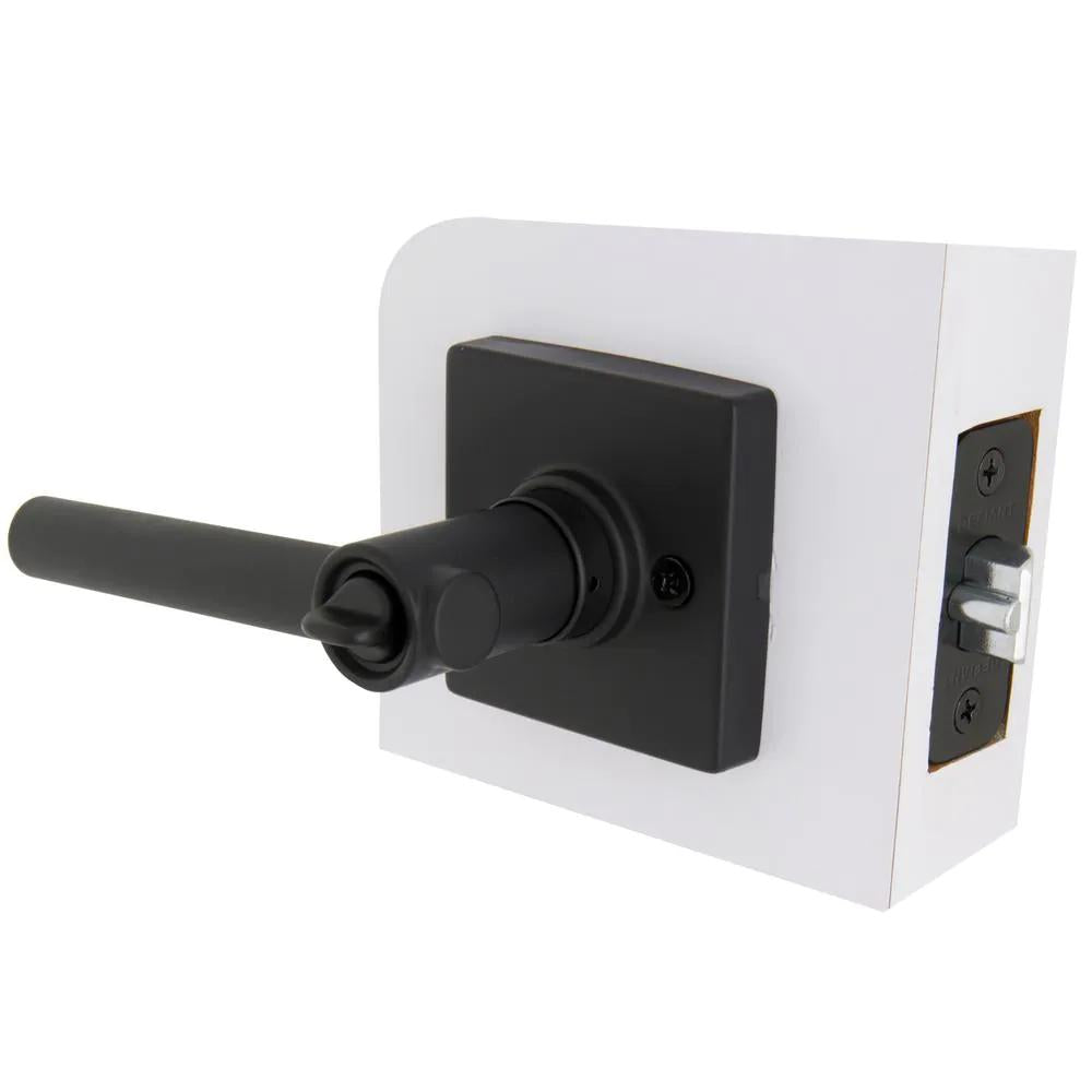 Highland Matte Black Keyed Entry Door Lever with Square Rose