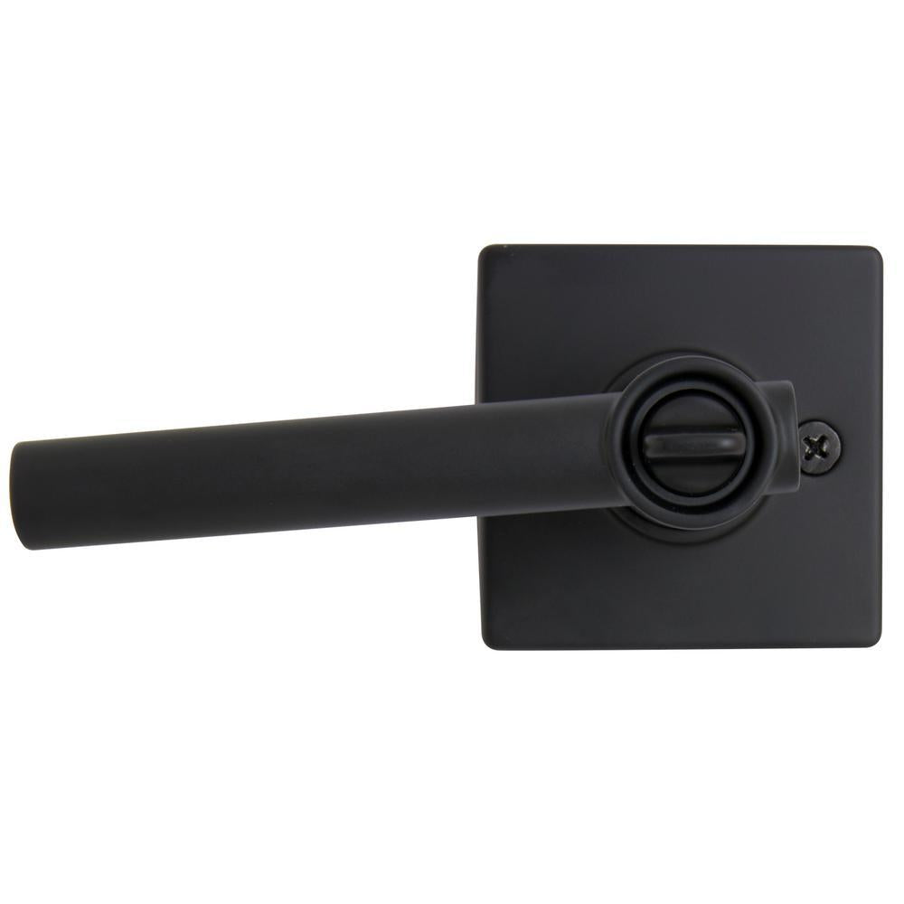 Highland Matte Black Keyed Entry Door Lever with Square Rose