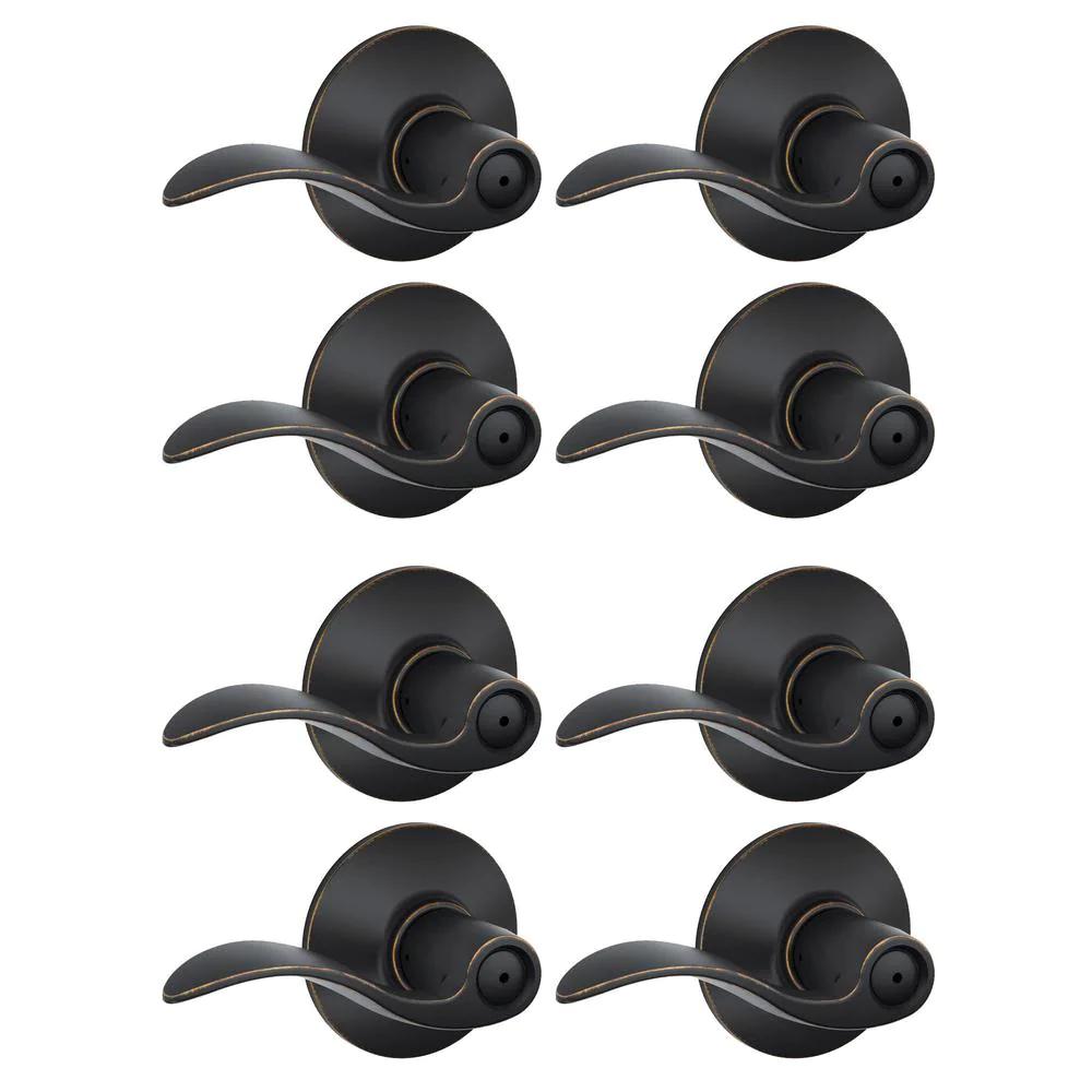 Accent Aged Bronze Privacy Bed/Bath Door Lever (8-Pack)