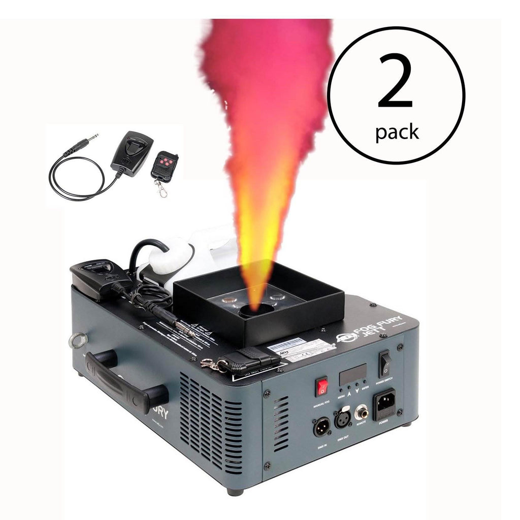 ADJ Fog Fury Jett Smoke Machine & LED Lights with Wireless Remote (2 Pack)