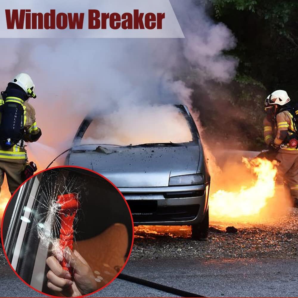 SINSEN Car Safety Hammer, Window Glass Hammer Breaker and Seat Belt Cutter Emergency Escape Tool Auto Car Escape 2-in-1 for Family Rescue &amp; Automotive Escape Tools, Reflective Tape, Set of 4 (T-04)