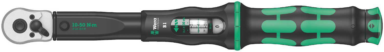 WClick-Torque B 1 torque wrench with reversible ratchet, 3/8" x 10-50 Nm, black/green